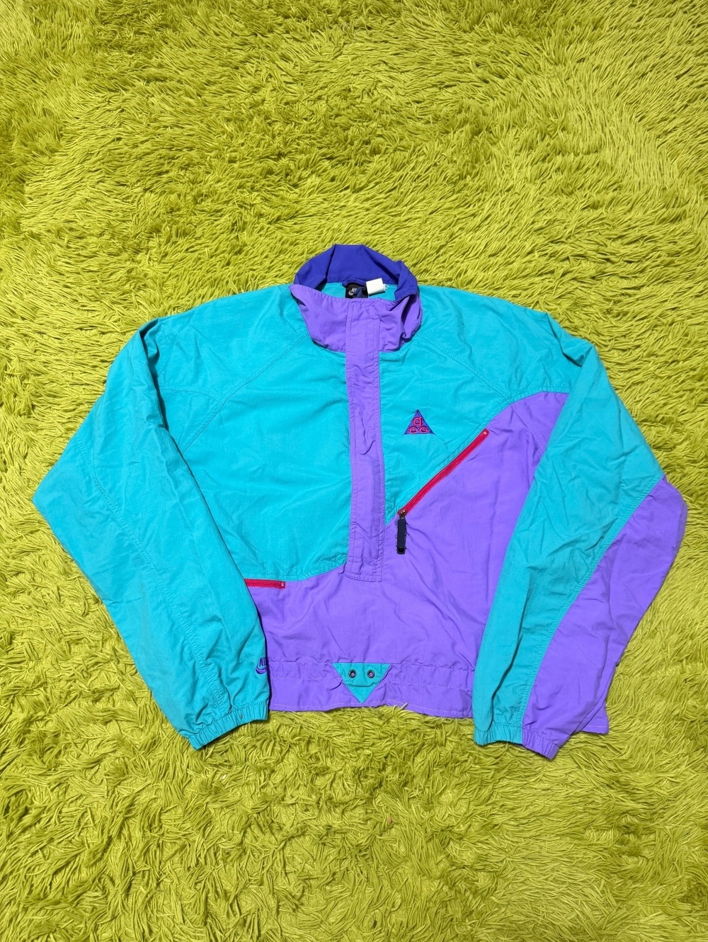 Vintage Nike ACG Multicolor Half-Zip Pullover Cropped Windbreaker Women’s XL